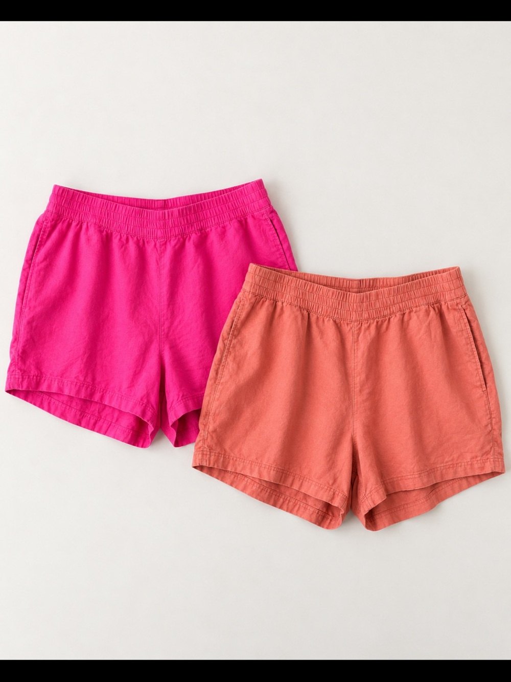 Old Navy Linen Blend Shorts Bundle 2X Plus Size Pink Coral Pull On Summer